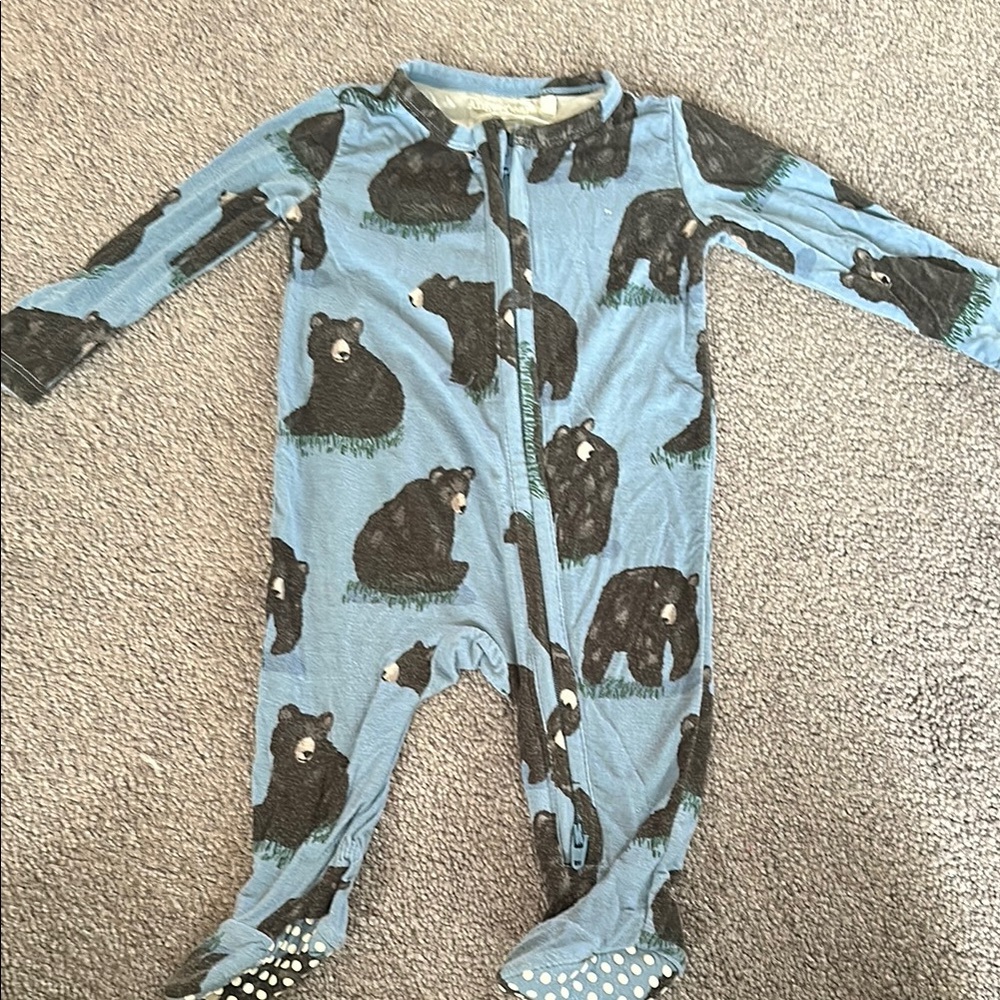 Blue Bear Print Kids One Piece